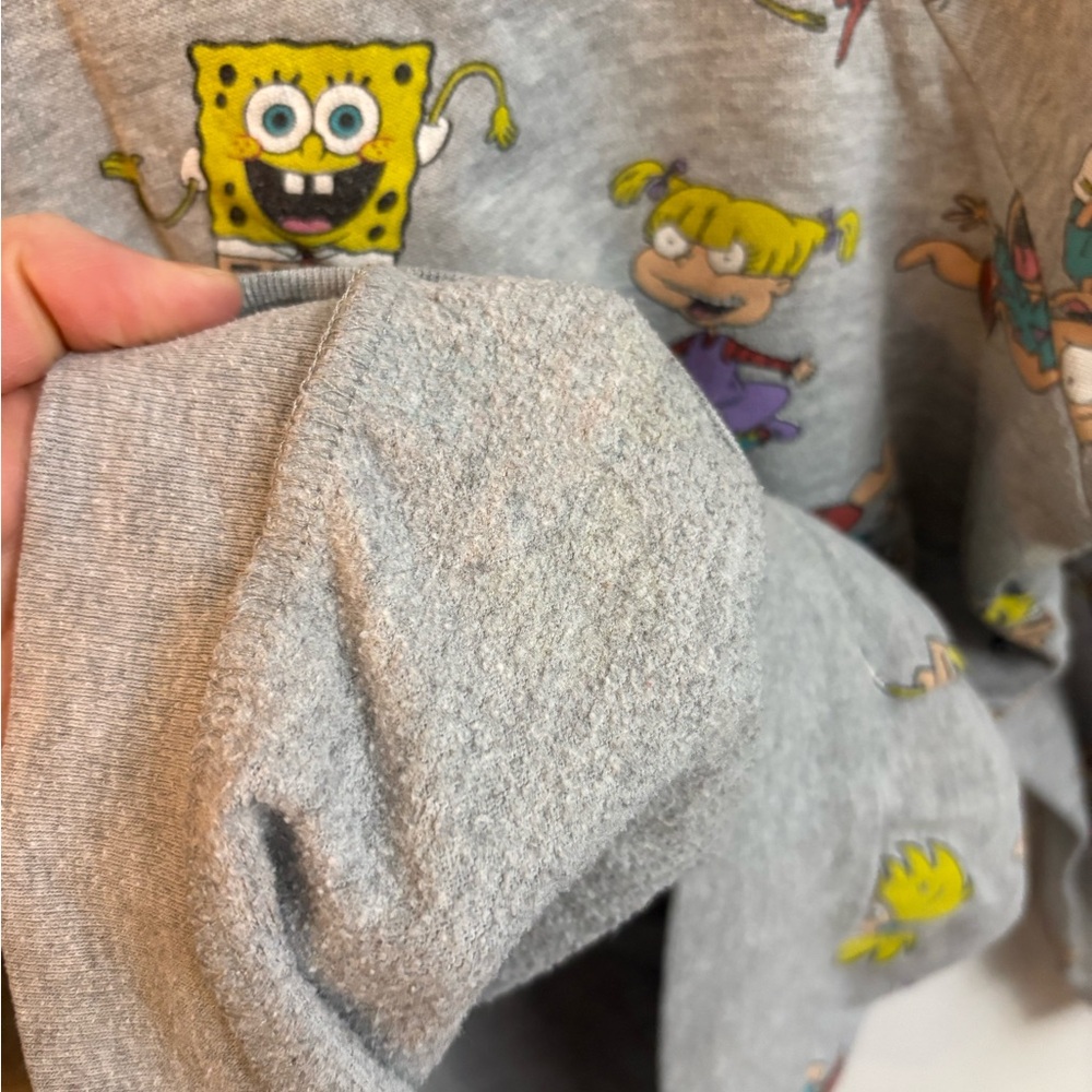Gray 90s Cartoon Theme Sweatshirt SpongeBob Rocco's Modern Hey Arnold medium - Picture 8 of 8